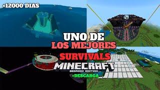 TOUR por UNO DE LOS MEJORES SURVIVALS +12K DIAS! + DESCARGA | MINECRAFT BEDROCK 1.21