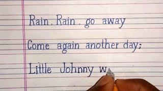 Rain rain go to Spain || poem || neat and clean handwriting || non cursive handwriting||