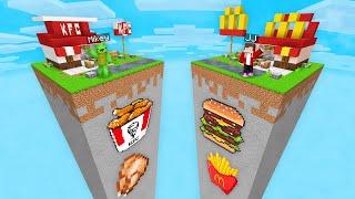 Mikey KFC Chunk vs JJ McDonalds Chunk Survival Battle in Minecraft (Maizen)