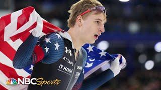 American phenom Jordan Stolz does it AGAIN with second speed skating world title | NBC Sports