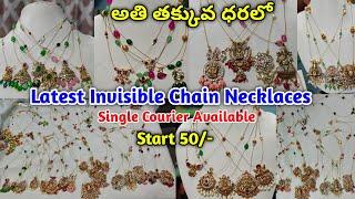 కొత్త గా వచ్చిన  invisible chain necklaces with price | #handmadejewellery #invisible #chains