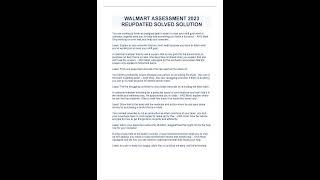 WALMART ASSESSMENT 2023 REUPDATED SOLVED SOLUTION FURTHER EXPLAINED MATERIAL GUIDE