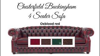 Chesterfield Buckingham 4 Seater Sofa Antique Oxblood Red Real Leather