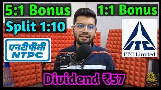 ITC Ltd Latest + NTPC • Stocks Declared High Dividend, Bonus & Split With Ex Date's