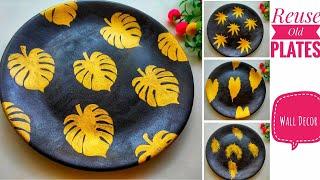 Old Plate Reuse Ideas/Tropical Leaf Painting/Wall Decor/Two Shades Painting/My Candle Light