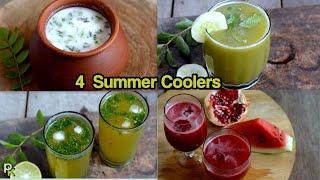 Summer Coolers-4 Refreshing Healthy Sugar Free Summer Drinks Recipe-Homemade Summer Juice Indian