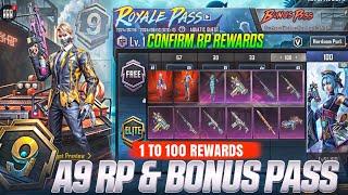 A9 ROYALE PASS 1 TO 100 RP REWARDS | A9 BONUS PASS REWARDS LEAKS | A9 ROYAL PASS PUBG/BGMI