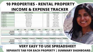 10 Rental Properties Income Expense Tracker Landlord Property Tracking Spreadsheet Short & Long Term