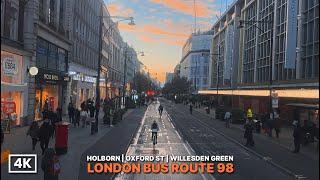 Golden Hour London Bus Journey: Route 98 - Central to Northwest | Oxford Street and Upper Deck Views