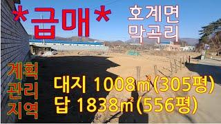 (매물번호 0107) *급급매*호계면 막곡리 계획관리지역 대지+답 2846㎡(861평) 2억5830만(평당30만*주변 시세 대비 매우 저렴한 매물