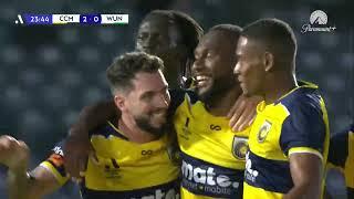 Vanuatu International Brian Kaltak scores a goal for Central Coast Mariners FC