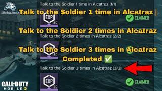 How to Talk to the Soldier 3 times in Alcatraz Cod Mobile 2024