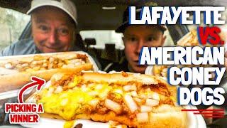 Lafayette Coney Island vs. American Coney Island | *DETROIT CONEY DOG BATTLE with MY DAD!!* ️