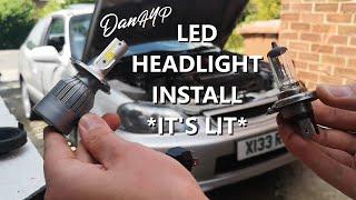 How To Install LED headlight bulbs DIY Installation headlights headlamp bulb conversion kit any car