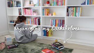 setting up my new bookshelves!! (organizing + bookshelf tour)