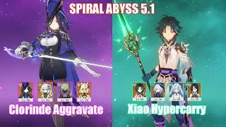 C0 Clorinde Aggravate & C0 Xiao Hypercarry | Spiral Abyss 5.1 | Genshin Impact