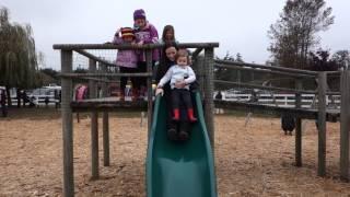 Toddler flies off slide with mom