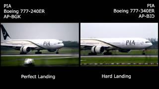 **PIA Boeing 777 landing comparison** Hard and Smooth landings, HD 1080p