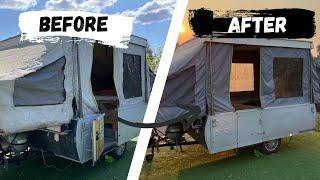 Canvas Transformation: Restoring the Vintage Cub Drifter Pop-Up Camper