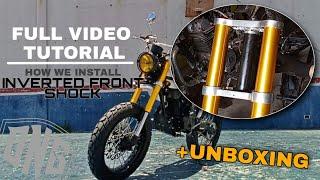 HOW TO INSTALL INVERTED FRONT FORK SHOCK (More Detailed! + UNBOXING) DNG CUSTOM - PINOY BUILDERS