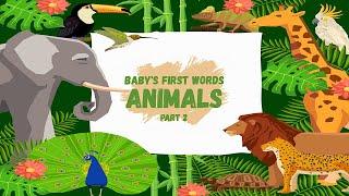 Baby's First Words ANIMALS for Baby, Toddlers, Kids | Learn Animals Names English | Part 2