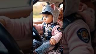 Tiny police officer Driving Car  #shorts #shortvideo #animation #viralvideo #cutebaby