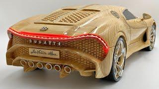 Masterpiece Wood Sculpture: Unique Wooden Version of the Bugatti La Voiture Noire