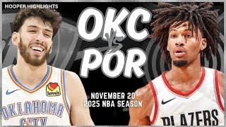 Oklahoma City Thunder vs Portland Trail Blazers Full Game Highlights | Nov 20 | 2025 NBA Season