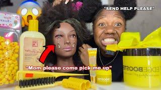 Doing my Mannequin THICK NAPPY Hair Only using Yellow Products