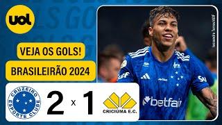 CRUZEIRO 2 x 1 CRICIÚMA - BRASILEIRÃO 2024; VEJA OS GOLS DE KAIO JORGE E GABRIEL VERON