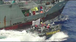 Greenpeace take action against controversial tuna vessel