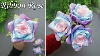 Satin ribbon multi color rose tutorial handmade #handmadegifts #flowers #gift #ribbon #pinkroses