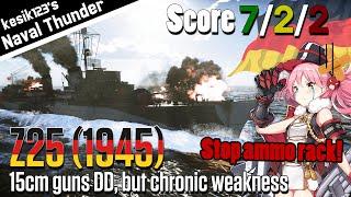 [War Thunder Naval] 15cm guns DD, but chronic weakness｜Z25 (1945)：Type 1936A Class Destroyer｜2K QHD