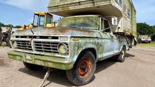 SWAMP Dragon Rescue! Abandoned 1974 F250 Custom 390 V8 FORD, Forgotten Vintage Camper Restoration CT