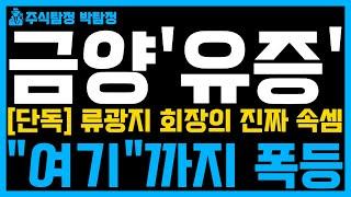 [금양 주가 전망] 단독! 유증 공시 완벽 분석! 류광지 회장의 진짜 속셈! 이제 "여기"까지 폭등 합니다! 주주님들 드디어 길이 보입니다! 반드시 시청하시기 바랍니다!