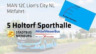 [Sound&Ansagen] Linie 5 Holtorf Sporthalle | MAN 12C Lion's City NL | NI-SB 849