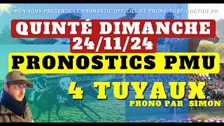 Pronostic Quinté du Dimanche 24/11/2024 : Pronostics PMU, 4 Tuyaux, Bases Solides et Tocard du jour