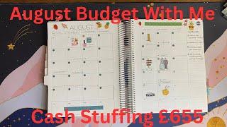 Budget with me August 2024 | UK Cash Envelope Stuffing | £655 #budgeting #savingschallenges