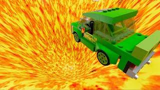 Lego Car Jumps Into Lava Volcano - BeamNG.Drive