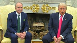 Donald Trump and Irish Taoiseach Micheál Martin full meeting in the Oval Office