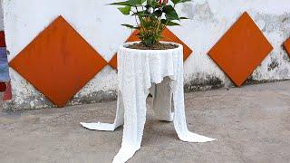 Use old towels and cement to make pots // Design a potted plant with legs