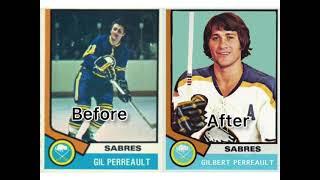 Buffalo Sabres 1970s Gilbert Perreault and Rene Robert Cards before and after