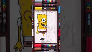 Drawing SpongeBob In 2 Different Styles Pt.1 #cartoon #spongebob #shorts #satisfying #art