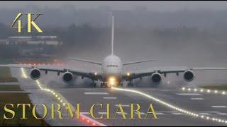 Best Pilots in the World Storm Ciara Crosswind landings and Takeoffs and Go-around  Extreme Weather