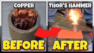 Mini Thor's Hammer- Ingot - Home Made Furnace - Bullion - Molten Metal Melting - Copper