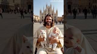 Poor baby abandoned by mother in sewer was luckily taken care of by kitten and Jesus Christ #jesus