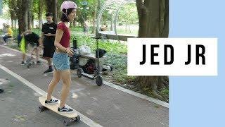 Jed Boards Jed Jr In Shenzhen Central Park, China