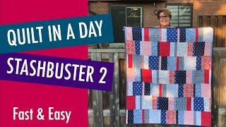 Fast and Easy Beginner Quilt - Quilt-in-a-day Stash Buster Quilt #2 - Free Pattern