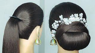 Simple Hairstyle For Girls in Saree /Easy Juda Hairstyle F Wedding / Easy Bun F Long Hair/ Hairstyle