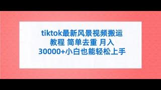 【完整版】tiktok最新风景视频搬运教程 简单去重 月入30000+附全套工具